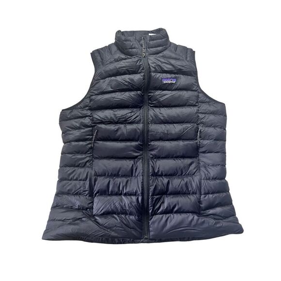 Patagonia Women's Black High Neck Quilted Down Sweater Puffer Vest Large NWT - Picture 1 of 7